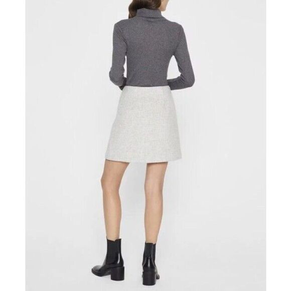 Club Monaco NWT Centie Plaid Mini Skirt Light Heather‎ Grey And White Size 12 - Picture 2 of 7